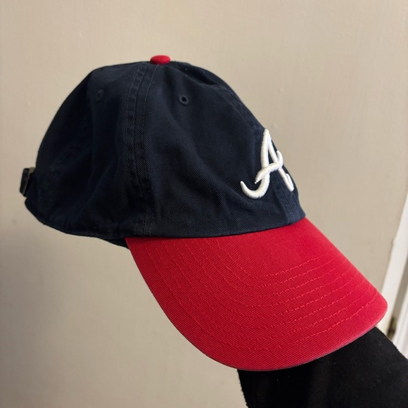 Atlanta Braves Hat Cap Strap Back Blue Red Plain Logo Baseball Adjustable - Picture 4 of 11